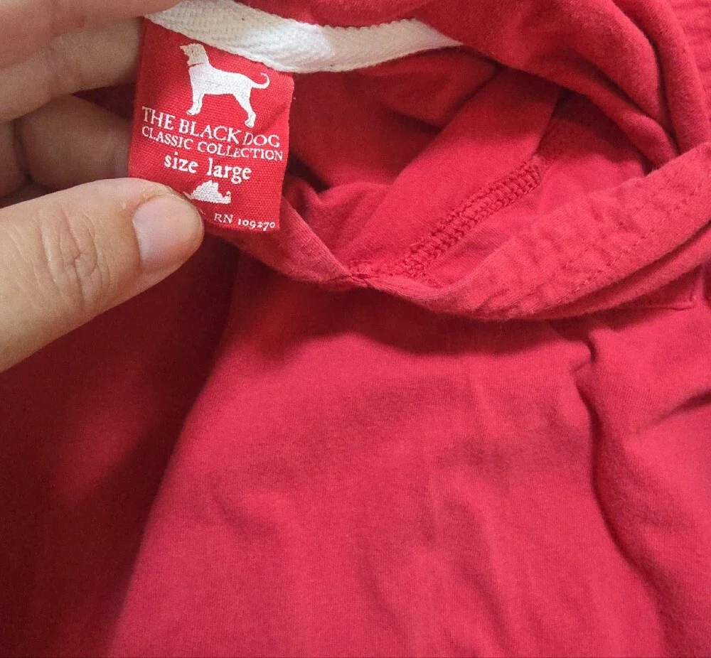 The Black Dog Red Hooded Long-Sleeve Tee with Chest Pocket Lil Kids Size L